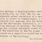 Notecard written by Berkeley R. Lewis from when he owned the cartridge. During this timeframe it was thought that this was a similar cartridge made by Gallager & Gladding. That is why he references G&G in the note.