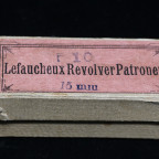 $100 - This is an empty box which once held 10 of the short 15mm pinfire cartridges. I often have examples of the cartridge available for around $60 as well.