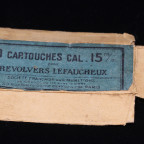 $25 - Here is a flattened box top for a 15mm pinfire box by SFM. This would work great in a shadow box with a gun or cartridges.