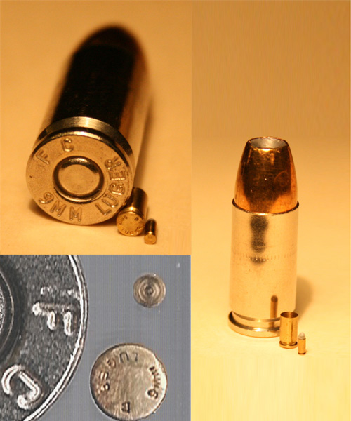 1/4 scale and 1/10 scale 9mm Luger